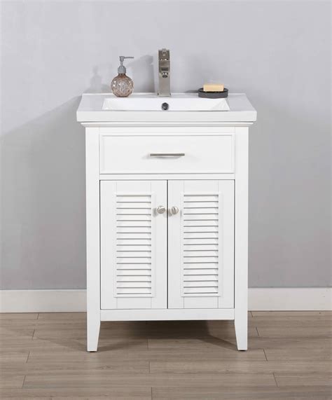 Transitional 24 Single Sink Bathroom Vanity With Porcelain Integrated