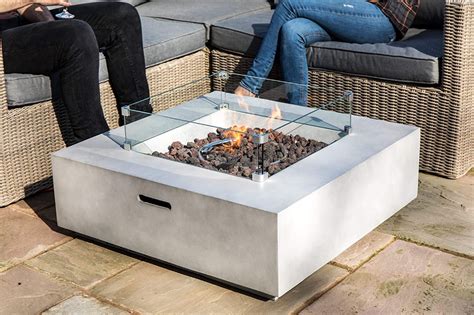 Peaktop Firepit Outdoor Gas Fire Pit Concrete With Lava Rock Cover