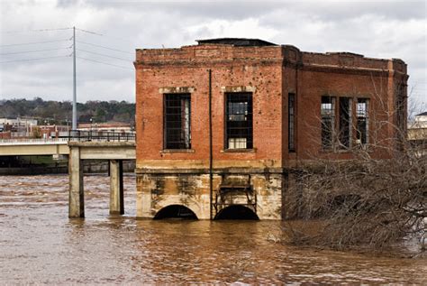 Flooding Of The Chattahoochee River In Columbus Georgia Usa Stock Photo