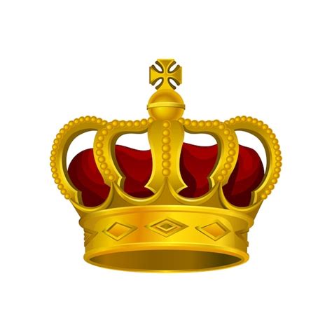 Premium Vector Golden Monarch Crown With Red Velvet And Cross On Top
