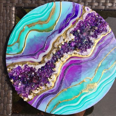 Resin wall art epoxy resin art resin artwork acrylic resin acrylic pouring geode rocks writing art creative writing quirky art. Resin painting - Amethyst geode | geode painting ...
