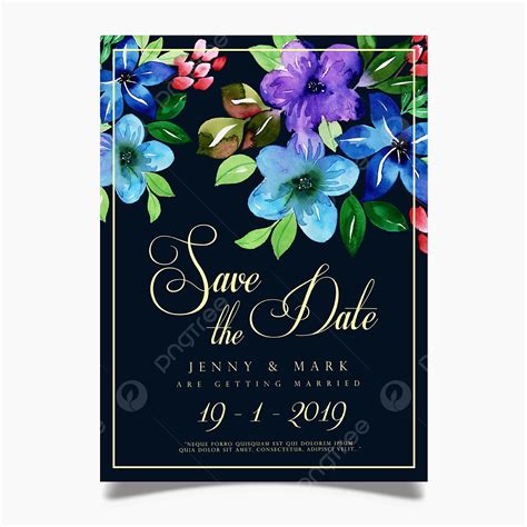 floral wedding invitation card template download on pngtree