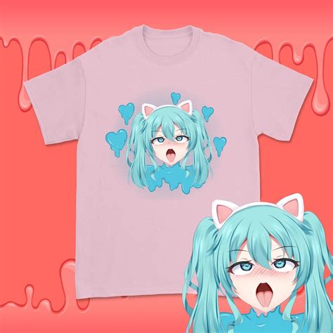 Neko Girl Pink Shirt Ahegao Face Sexy Lewd Cosplay Waifu Etsy Ireland