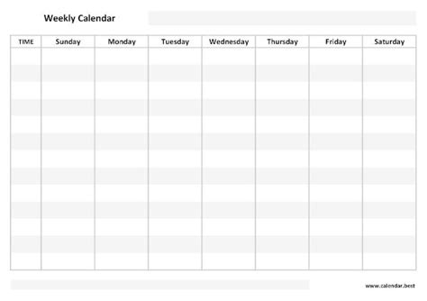 Blank Week Calendar With Times