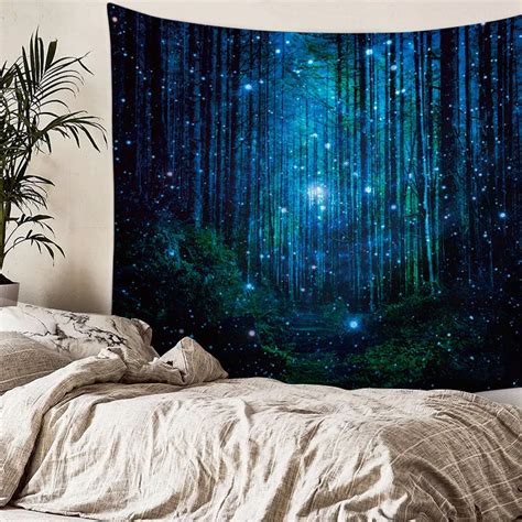 Forest Night Starry Sky Galaxy Tapestry Wall Hanging Large Printed