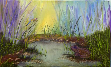 Little Frog Pond Painting By J Cheyenne Howell