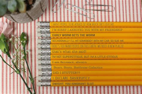 The Office Pencils Funny Sayings With The Office Quotes Stamp Out