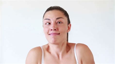 Close Up Portrait Of Woman Making Funny Faces Stock Video Footage 0009