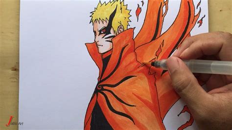 How To Draw Naruto Easy Baryon Mode With Watercolor Youtube