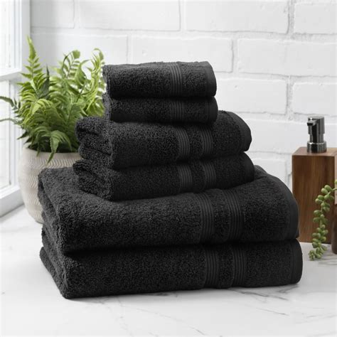 Mainstays Performance Solid 6 Piece Towel Set Rich Black