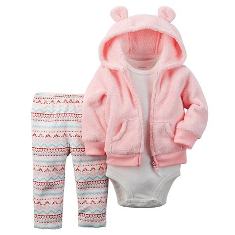 Carters Hooded Velboa Cardigan Set Baby Girl Baby Girl Clothes