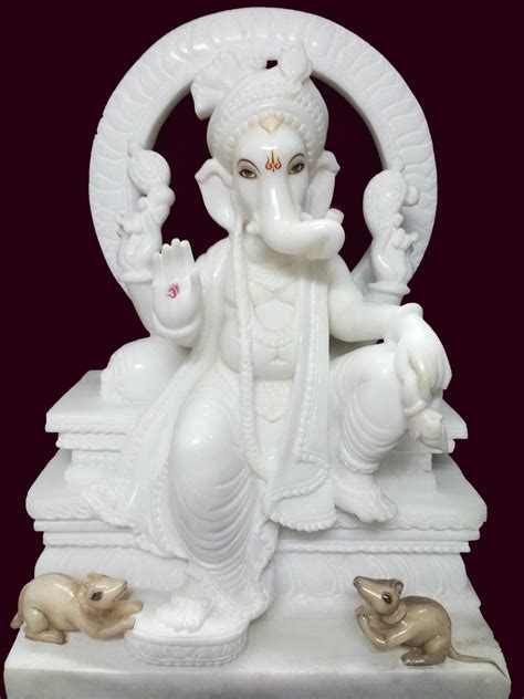Marble Makrana Stone White Marble Ganesha Murti Size 18 Inch Id