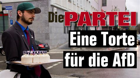 Die partei für arbeit, rechtsstaat, tierschutz, elitenförderung und basisdemokratische initiative (kurz die partei) ist eine 2004 von redakteuren des satiremagazins titanic gegründete. Die PARTEI: Eine Torte für die AfD - YouTube