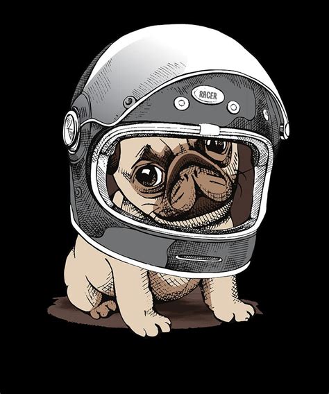 Space Pug Cute Dog Astronaut Traveller Digital Art By Jonathan Golding