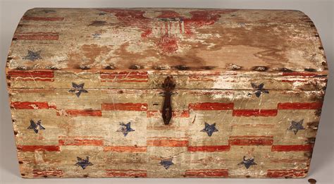 Lot 82 Patriotic Painted Trunk With Eagles And Stars Case Auctions