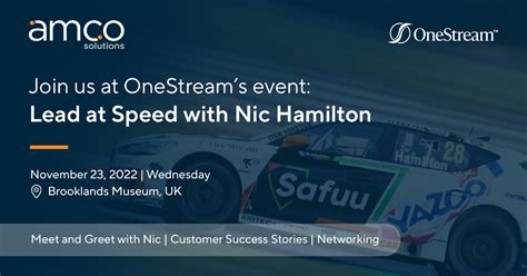 Onestream Event Lead At Speed With Nic Hamilton Amco Solutions