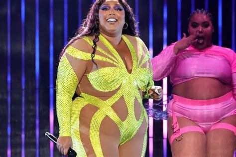 Lizzo Wows Fans With Nude Illusion Glitter Bodysuit On