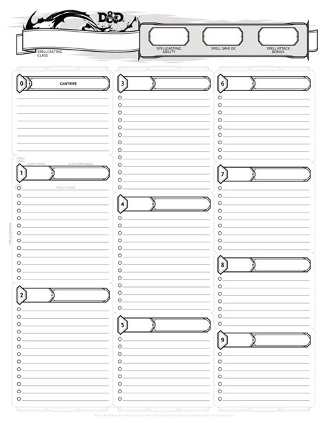 D d 5e character sheet dungeons dragons dnd