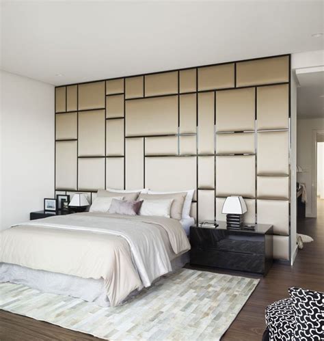 fabric covered wall panels create  interesting contemporary feature wall master