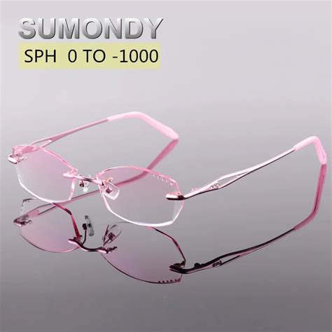 Diopter 0 To 10 Myopia Glasses Or 0 To 35 Presbyopia Women Rimless Prescription Glasses