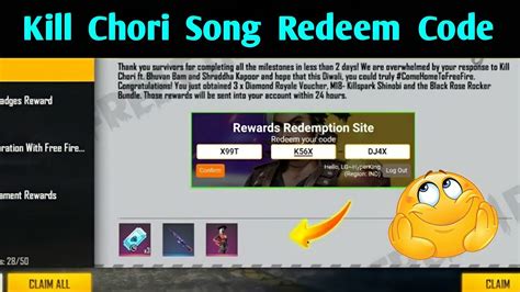 Kill Chori Song Redeem Code 🤩 Free Fire Redeem Code Today Pilnox