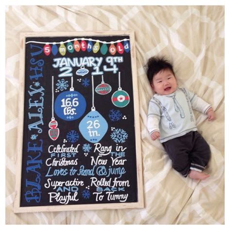 Monthly Milestone Board For Our Little Guy 5 Month Old Winter And