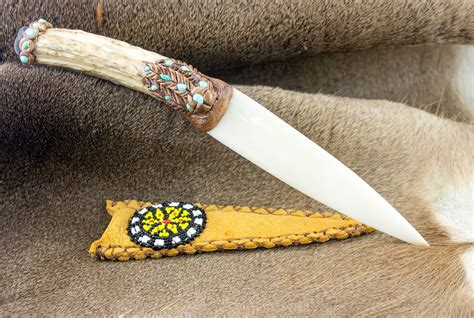 Bone Knife Handmade Native American Deer Antler Bone Knife With
