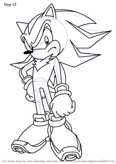 Step By Step How To Draw Shadow The Hedgehog From Sonic X