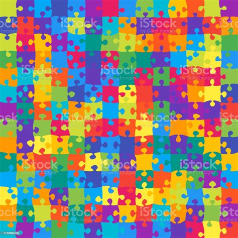 Puzzle Vector Jigsaw Background With 196 Colorful Puzzle Separate Pieces Stock Illustration