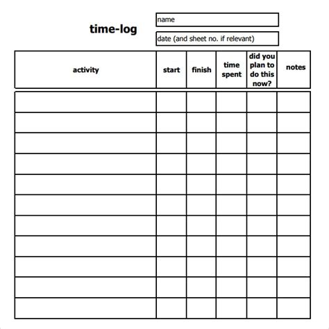 Printable work log sheets template. FREE 10+ Time Log Templates in PDF | MS Word