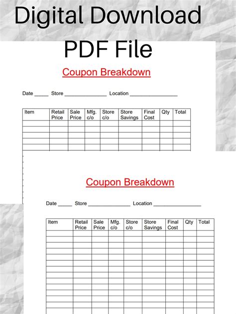 Coupon Breakdown Chart Printables 5 Copies Couponing Shopping Trip Deal