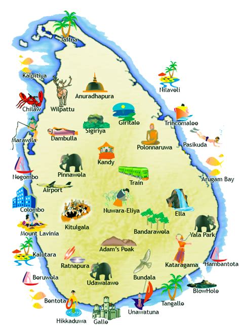 Attractions In Sri Lanka Map