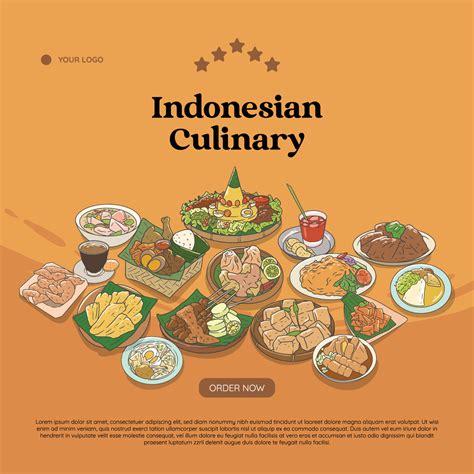 Indonesian Cuisine Hand Drawn Illustration Vector Indonesian Food Set