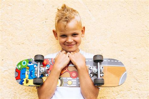 Boy Skater Posing With Skateboard Stock Image Image Of Person Head