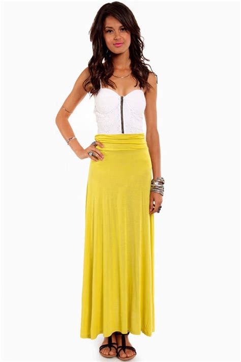 Mad Maxi Skirt In Lime 33 Tobi Us