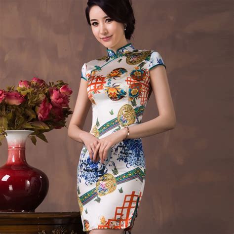 Gorgeous Print High Quality Silk Qipao Cheongsam Dress