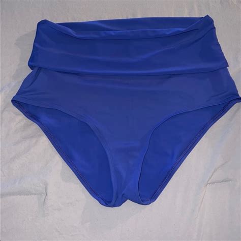 Aerie Swim Adjustable Aerie High Waisted Royal Blue Bikini Bottoms