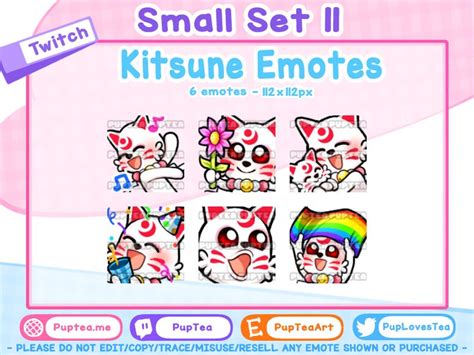6x Cute Kitsune Emotes Pack For Twitch Youtube And Discord Set 11 Etsy