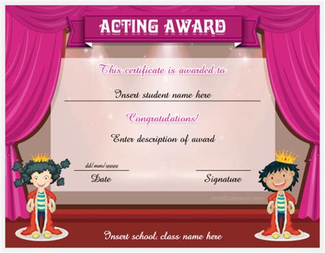 5 Best Acting Award Certificates For School Professional Certificate