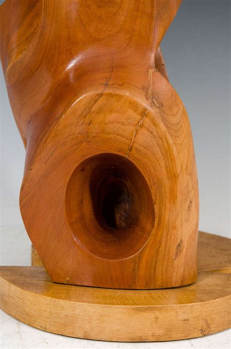 Midcentury Carved Wood Abstract Sculpture By Edmund Spiro