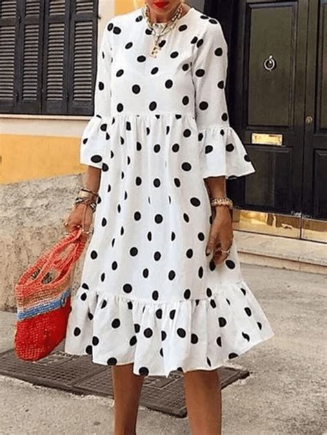 women polka dot print pleating casual dress mrslm trendy dresses casual dresses fashion
