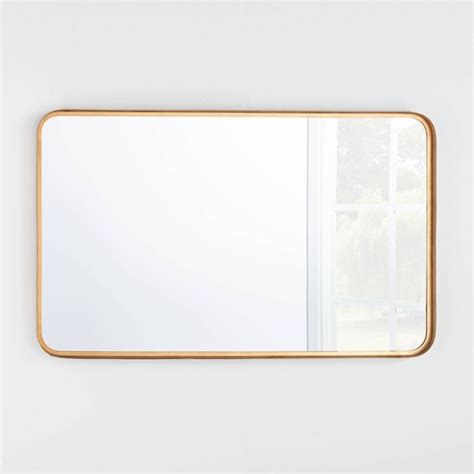 24 X 36 Rectangular Decorative Mirror With Rounded Corners Brass