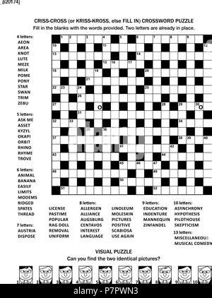 Puzzle Page With Two Puzzles X Criss Cross Kriss Kross Fill In The Blanks Crossword Word
