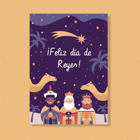 Free Vector Flat Feliz Dia De Reyes Greeting Card Template