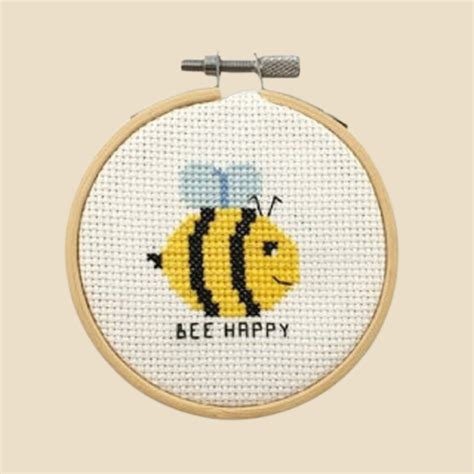Bee Happy Cross Stitch Pattern Be Happy Pattern Bee Cross Etsy