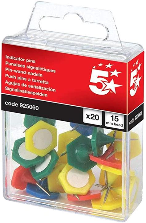 5 Star Indicator Pins 15mm Head Assorted Pack Of 20 Amazon Co Uk