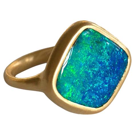Ocean Blue Australian Boulder Opal Gold Ring At 1stdibs Boulder Opal