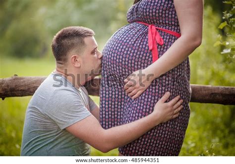 Man Kissing Pregnancy Belly His Wife Stock Photo Shutterstock