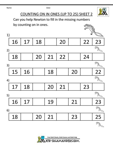 Kindergarten Counting Worksheets Sequencing To 25