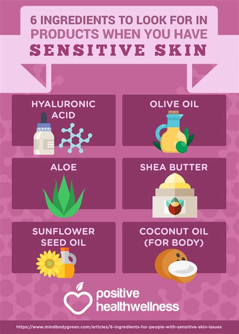 6 Ingredients To Look For In Products When You Have Sensitive Skin Infographic Positive
